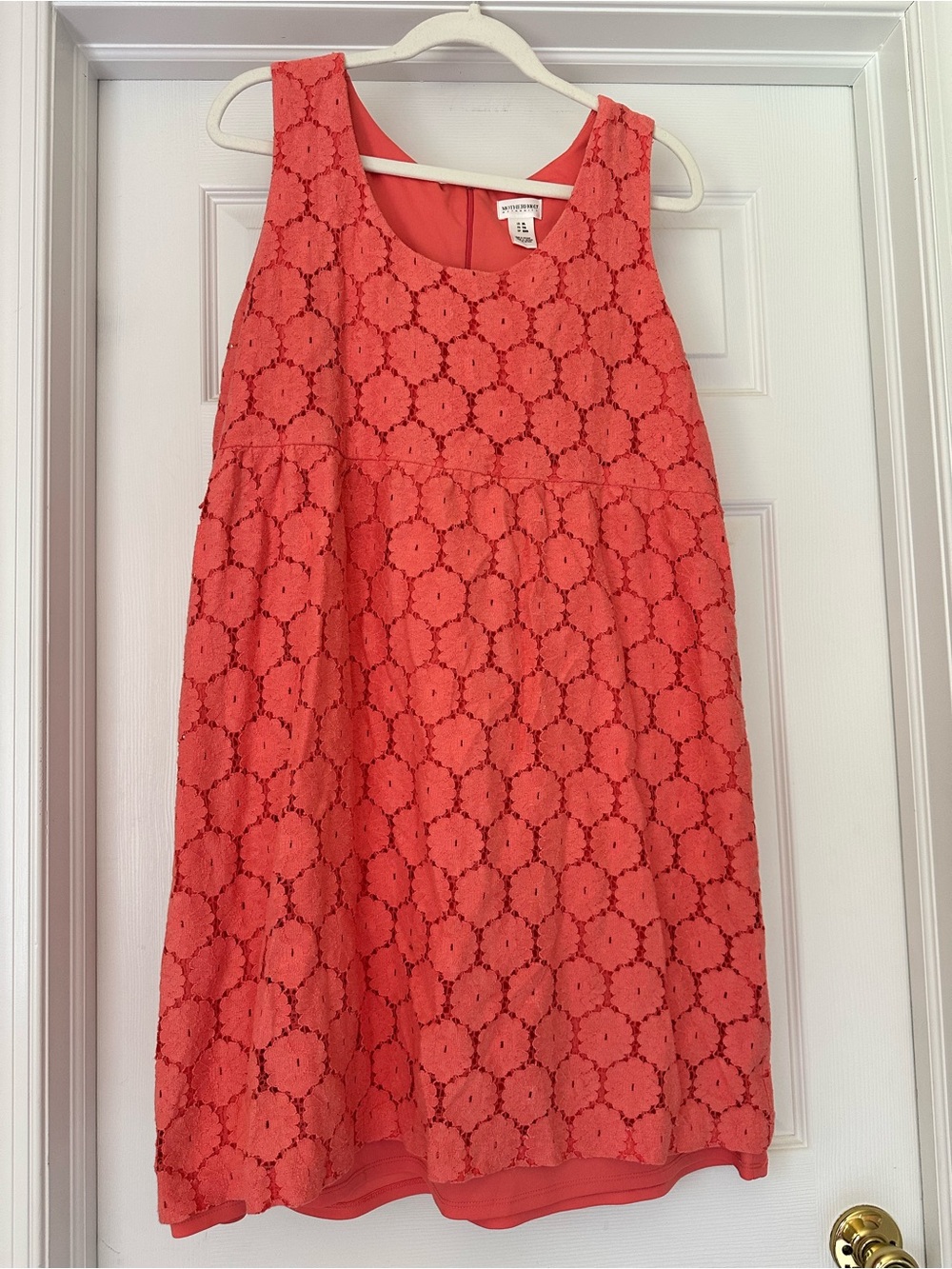 Motherhood Maternity Shift Dress Sleeveless Floral Lace Lined Coral XL